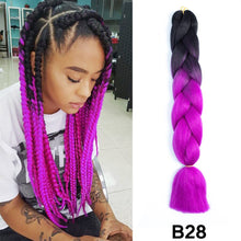 Load image into Gallery viewer, 24'' 100G Synthetic Jumbo Braiding Hair Ombre Rainbow Hair Extensions Festival Jumbo Crochet Hair Weaving Box Braids Hairpieces