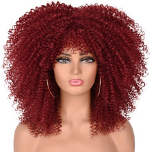 Load image into Gallery viewer, 16"Short Hair Afro Kinky Curly Wigs With Bangs For Black Women African Synthetic Ombre Glueless Blonde Brown Cosplay Lolita Wigs