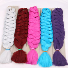 Load image into Gallery viewer, 41 inch Synthetic Braiding Hair 165g Crochet Jumbo Braids Hair Extensions 3pcs/lot Pure Color Orange Red  Yellow Purple
