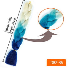 Load image into Gallery viewer, 24inch Synthetic HairPieces Braids Jumbo Hair Extensions Braiding Rainbow Blue Pink Blonde Purple Ombre DreadLock Braid MUMUPI