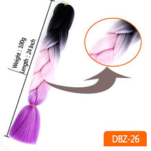 Load image into Gallery viewer, 24inch Synthetic HairPieces Braids Jumbo Hair Extensions Braiding Rainbow Blue Pink Blonde Purple Ombre DreadLock Braid MUMUPI