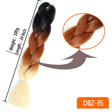 Load image into Gallery viewer, 24inch Synthetic HairPieces Braids Jumbo Hair Extensions Braiding Rainbow Blue Pink Blonde Purple Ombre DreadLock Braid MUMUPI