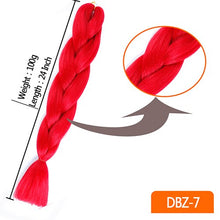 Load image into Gallery viewer, 24inch Synthetic HairPieces Braids Jumbo Hair Extensions Braiding Rainbow Blue Pink Blonde Purple Ombre DreadLock Braid MUMUPI