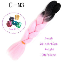 Load image into Gallery viewer, Ombre Jumbo Braids Hair 24inch 100g Synthetic Braiding Hair Crochet Braid Hair Extension  for Women Blond Brown Pink Purple
