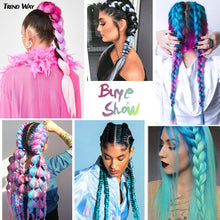 Load image into Gallery viewer, 24Inch Synthetic Long Jumbo Ombre Braiding Hair  For Women Colorful Braids 100g Rainbow Hair Gray  Black Trend Way