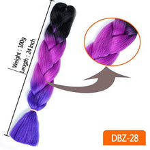Load image into Gallery viewer, 24inch Synthetic HairPieces Braids Jumbo Hair Extensions Braiding Rainbow Blue Pink Blonde Purple Ombre DreadLock Braid MUMUPI