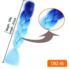 Load image into Gallery viewer, 24inch Synthetic HairPieces Braids Jumbo Hair Extensions Braiding Rainbow Blue Pink Blonde Purple Ombre DreadLock Braid MUMUPI