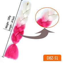 Load image into Gallery viewer, 24inch Synthetic HairPieces Braids Jumbo Hair Extensions Braiding Rainbow Blue Pink Blonde Purple Ombre DreadLock Braid MUMUPI