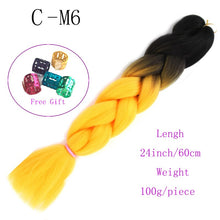 Load image into Gallery viewer, Ombre Jumbo Braids Hair 24inch 100g Synthetic Braiding Hair Crochet Braid Hair Extension  for Women Blond Brown Pink Purple