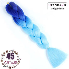 Load image into Gallery viewer, AILIADE 24 inch Jumbo Braids Long Ombre Synthetic High Temperature Braiding Kanekalon Hair Extensions African White Black Women