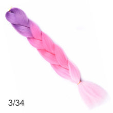Load image into Gallery viewer, 24Inch Synthetic Long Jumbo Ombre Braiding Hair  For Women Colorful Braids 100g Rainbow Hair Gray  Black Trend Way