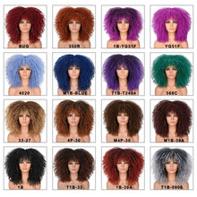 Load image into Gallery viewer, 16"Short Hair Afro Kinky Curly Wigs With Bangs For Black Women African Synthetic Ombre Glueless Blonde Brown Cosplay Lolita Wigs