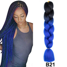 Load image into Gallery viewer, 24'' 100G Synthetic Jumbo Braiding Hair Ombre Rainbow Hair Extensions Festival Jumbo Crochet Hair Weaving Box Braids Hairpieces