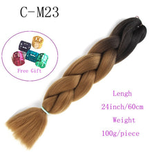 Load image into Gallery viewer, Ombre Jumbo Braids Hair 24inch 100g Synthetic Braiding Hair Crochet Braid Hair Extension  for Women Blond Brown Pink Purple