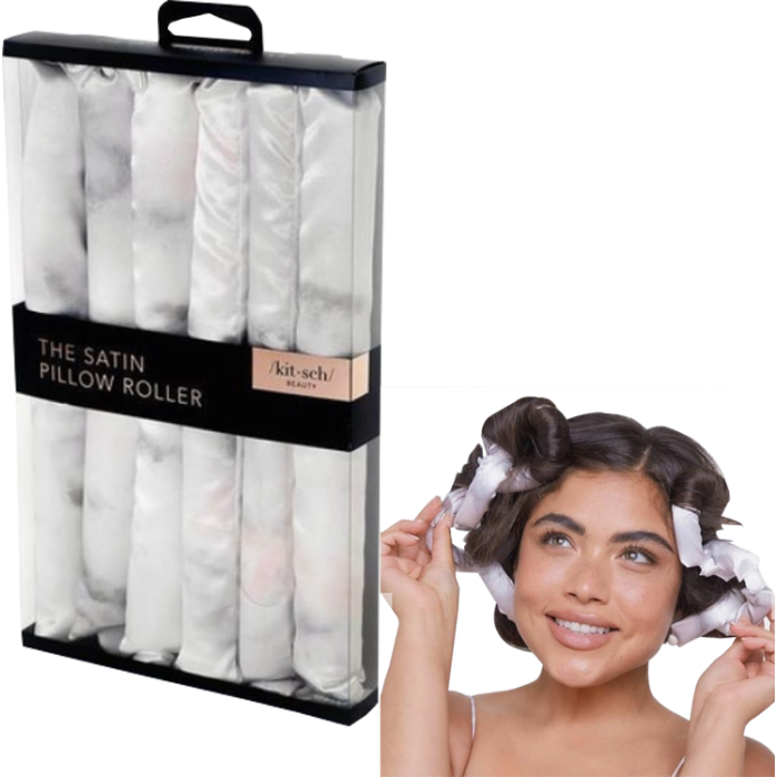 Kitsch Satin Heatless Pillow Rollers Marble COLOR DOLLIE