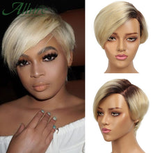 Load image into Gallery viewer, Short Blonde Pixie Cut Bob Human Hair Wigs Natural Black Part Lace Front Wigs Women Cheap Brazilian Human Hair Lace Wig Allure