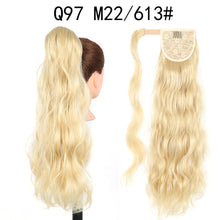 Load image into Gallery viewer, Synthetic Wave Ponytail Long Hollywood Wave Ponytail Wrap Around Body Wave Clip in Hairpiece Blonde Curly Ponytail for Women