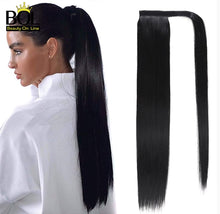 Load image into Gallery viewer, BOL 32Inch Long Kinky Curly Ponytail Hair Extensions Human Hair Feeling Synthetic Drawstring Ponytail Soft and Natural for Women