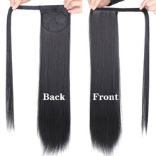 Load image into Gallery viewer, Ponytail Human Long Straight Hair Wrap Around Remy Hair Extensions Brazilian Hair Extensions Clip Ins Natural Color Hairpiece