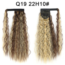 Load image into Gallery viewer, Corn Wavy Long Ponytail Synthetic Hairpiece Wrap Clip On Hair Extensions Ombre Brown Pony Tail Blonde Fack Hair