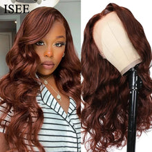 Load image into Gallery viewer, ISEE Hair Wig Chocolate Brown Peruvian Body Wave Lace Front Wig Colored Wig Human Hair 4x4 Closure Wig For Women 30 Inch