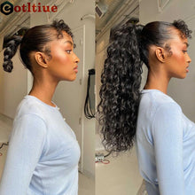 Load image into Gallery viewer, Long Inch Drawstring Ponytail Human Hair Kinky Curly Brazilian Remy Human Hair Ponytail Human Hair Extensions Clip In For Women