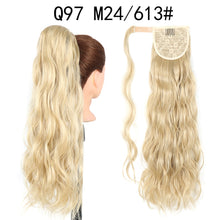 Load image into Gallery viewer, Synthetic Wave Ponytail Long Hollywood Wave Ponytail Wrap Around Body Wave Clip in Hairpiece Blonde Curly Ponytail for Women