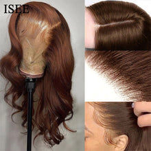 Load image into Gallery viewer, ISEE Hair Wig Chocolate Brown Peruvian Body Wave Lace Front Wig Colored Wig Human Hair 4x4 Closure Wig For Women 30 Inch