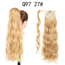Load image into Gallery viewer, Synthetic Wave Ponytail Long Hollywood Wave Ponytail Wrap Around Body Wave Clip in Hairpiece Blonde Curly Ponytail for Women