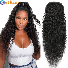 Load image into Gallery viewer, Long Inch Drawstring Ponytail Human Hair Kinky Curly Brazilian Remy Human Hair Ponytail Human Hair Extensions Clip In For Women