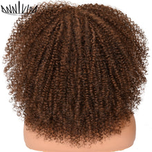 Load image into Gallery viewer, Curly Afro Wigs For Black Women Short Kinky Curly Wigs With Bangs 16inch Brown Afro Hair Synthetic Fibre Glueless Cosplay Hair