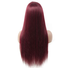 Load image into Gallery viewer, ISEE Hair Wig Colored Lace Front Wigs Malaysian Straight Chocolate Brown Human Hair Reddish Brown Lace Closure Wigs 99j Burgundy