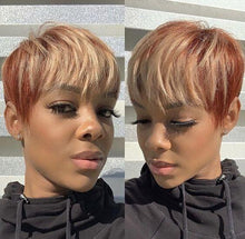 Load image into Gallery viewer, BeiSDWig Mixed Synthetic Wigs for Black/White Women Short Green Hair Wig Heat Reistant Hairstyles for Women Haircuts