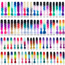 Load image into Gallery viewer, 24'' 100G Synthetic Jumbo Braiding Hair Ombre Rainbow Hair Extensions Festival Jumbo Crochet Hair Weaving Box Braids Hairpieces