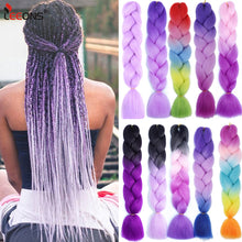 Load image into Gallery viewer, 24'' 100G Synthetic Jumbo Braiding Hair Ombre Rainbow Hair Extensions Festival Jumbo Crochet Hair Weaving Box Braids Hairpieces
