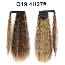 Load image into Gallery viewer, Corn Wavy Long Ponytail Synthetic Hairpiece Wrap Clip On Hair Extensions Ombre Brown Pony Tail Blonde Fack Hair