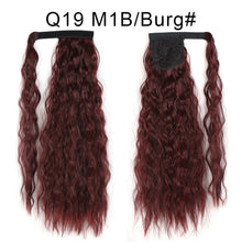 Load image into Gallery viewer, Corn Wavy Long Ponytail Synthetic Hairpiece Wrap Clip On Hair Extensions Ombre Brown Pony Tail Blonde Fack Hair