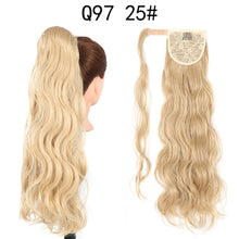 Load image into Gallery viewer, Synthetic Wave Ponytail Long Hollywood Wave Ponytail Wrap Around Body Wave Clip in Hairpiece Blonde Curly Ponytail for Women