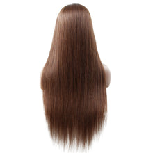 Load image into Gallery viewer, ISEE Hair Wig Colored Lace Front Wigs Malaysian Straight Chocolate Brown Human Hair Reddish Brown Lace Closure Wigs 99j Burgundy