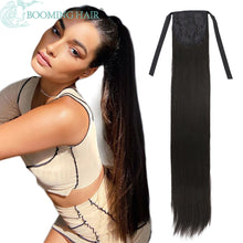 Load image into Gallery viewer, Curly Ponytail Extensions Clip in Synthetic Drawstring Ponytail Wig Long 32Inch Water Wave Afro Pony Tail Women Hairpiece False