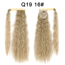 Load image into Gallery viewer, Corn Wavy Long Ponytail Synthetic Hairpiece Wrap Clip On Hair Extensions Ombre Brown Pony Tail Blonde Fack Hair