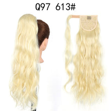 Load image into Gallery viewer, Synthetic Wave Ponytail Long Hollywood Wave Ponytail Wrap Around Body Wave Clip in Hairpiece Blonde Curly Ponytail for Women
