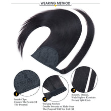 Load image into Gallery viewer, Ponytail Human Long Straight Hair Wrap Around Remy Hair Extensions Brazilian Hair Extensions Clip Ins Natural Color Hairpiece