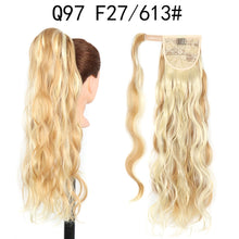 Load image into Gallery viewer, Synthetic Wave Ponytail Long Hollywood Wave Ponytail Wrap Around Body Wave Clip in Hairpiece Blonde Curly Ponytail for Women