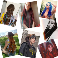 Load image into Gallery viewer, 5 Strands Synthetic 20 36inch Handmade Dreadlocks Hair Extensions Crochet Braid Hairpiece For Women/Men Pink Blue Crochet Hair