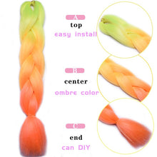 Load image into Gallery viewer, Full Star 24 Inch Synthetic Braiding Hair Jumbo Braids Ombre Jumbo Hair Extension For Women DIY Hair Braids Blue Green Yellow