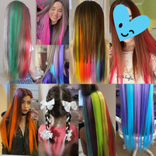 Load image into Gallery viewer, Lupu Synthetic Colorful Highlight Rainbow Hair Extensions Clip In One Piece 22 Inches Long Straight False Hair Pieces For Women