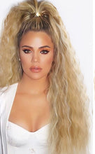 Load image into Gallery viewer, Corn Wavy Long Ponytail Synthetic Hairpiece Wrap Clip On Hair Extensions Ombre Brown Pony Tail Blonde Fack Hair