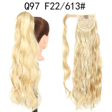 Load image into Gallery viewer, Synthetic Wave Ponytail Long Hollywood Wave Ponytail Wrap Around Body Wave Clip in Hairpiece Blonde Curly Ponytail for Women