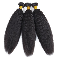 Load image into Gallery viewer, Human Hair Kinky Straight Bundles 1/3pcs Brazilian Hair Bundles Human Hair Weaving Yaki Straight Hair Long Thick Hair Bundles